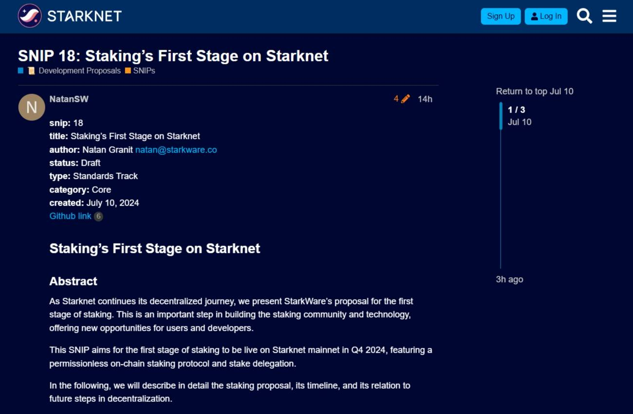 Staking của Starknet (STRK) sắp ra mắt vào cuối năm 2024.